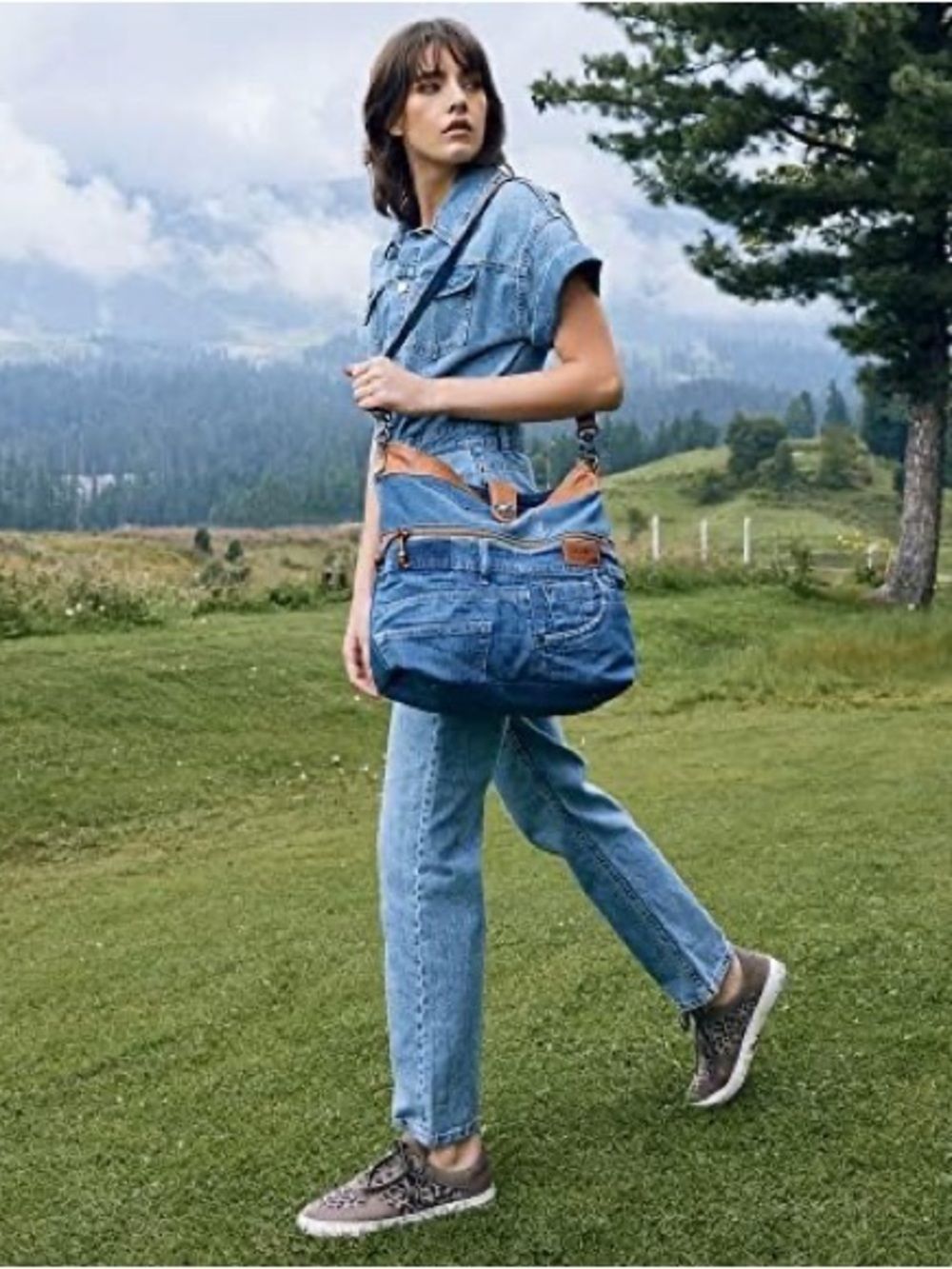 Myra Bag Western Leather Shoulder for Women - Upcycled Canvas Crossbody NWT